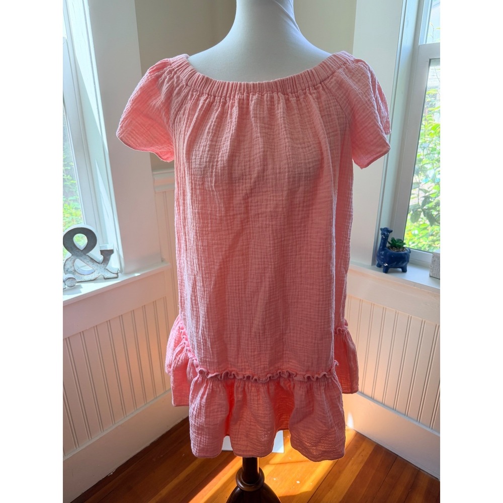 Rebecca Taylor Pink Cotton Gauze Ruffle Shift Dress Size 2